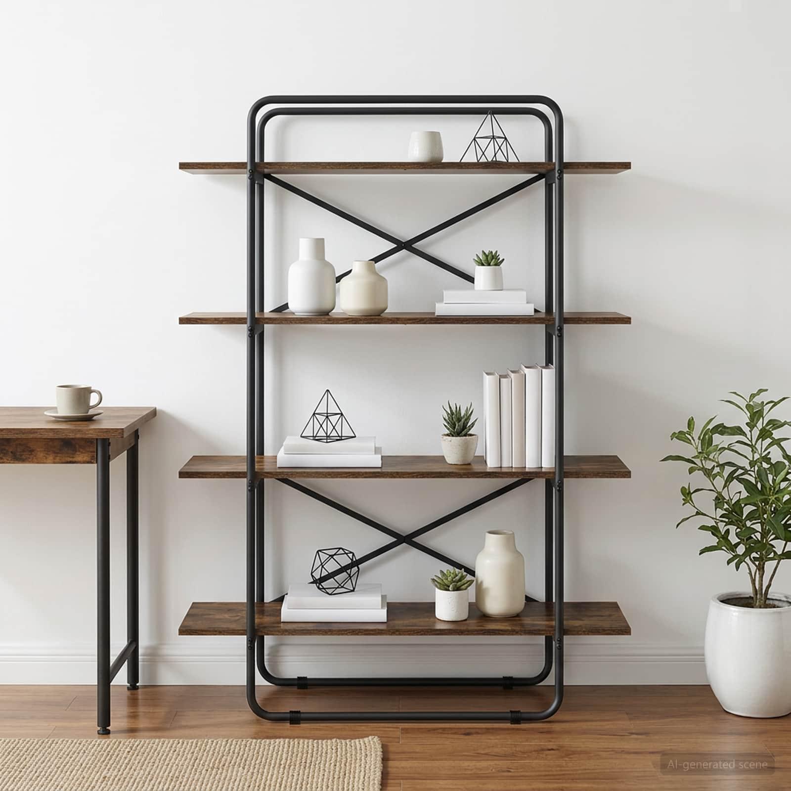 Bogreol med 4 hylder 100 x 35 x 140 cm PB røget eg