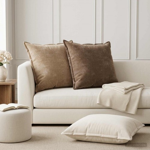 Pudebetræk HOUTEN 6 stk. cremefarvet 80 x 80 cm i chenille