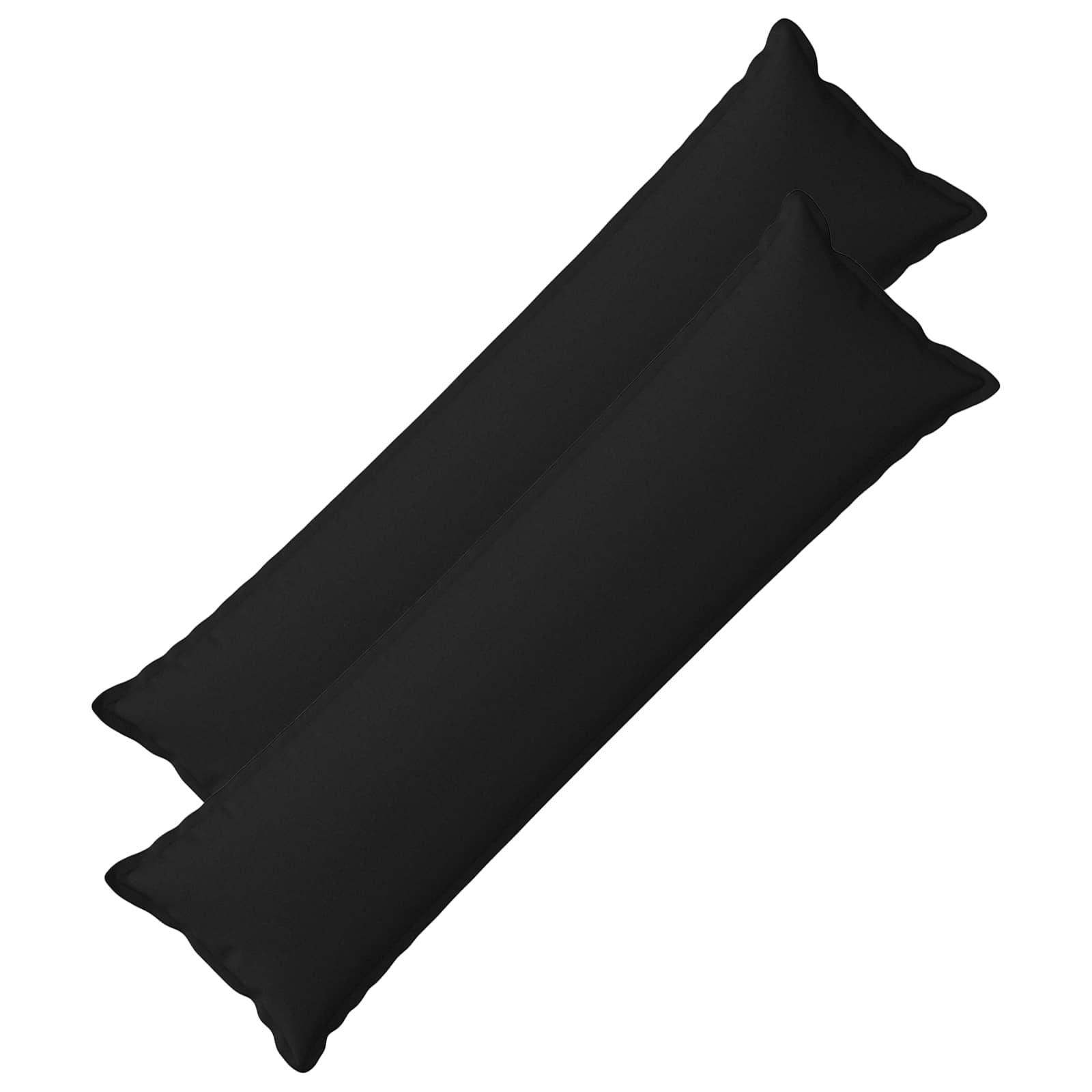 Lang pyntepude 2 stk. sort faux linned 40 x 145 cm