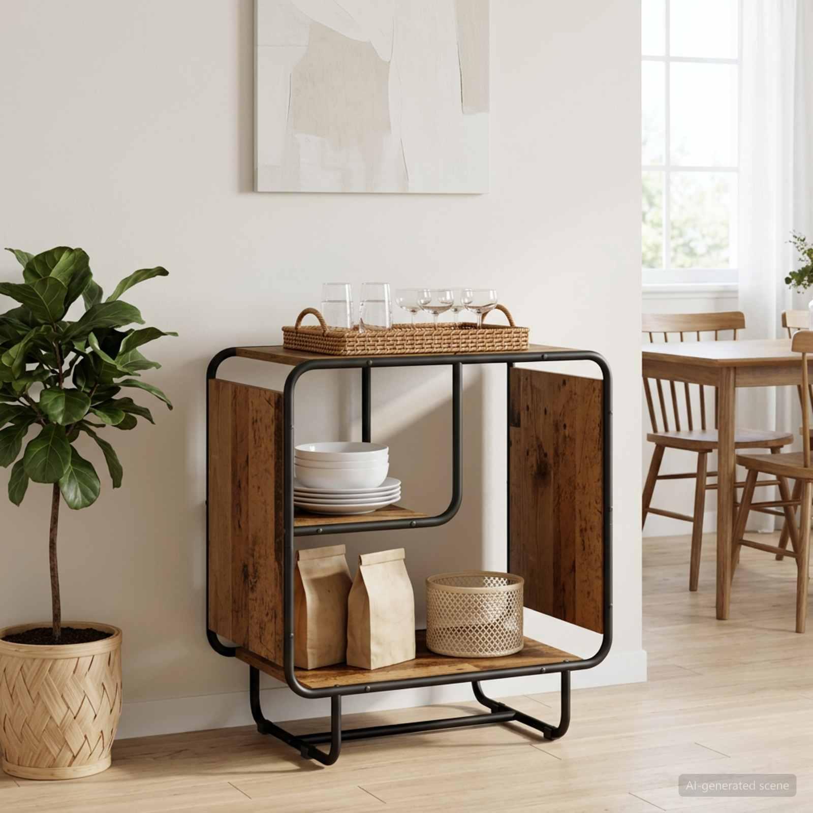 Skænk i gammelt træ-look 60 x 37,5 x 64,5 cm i konstrueret træ