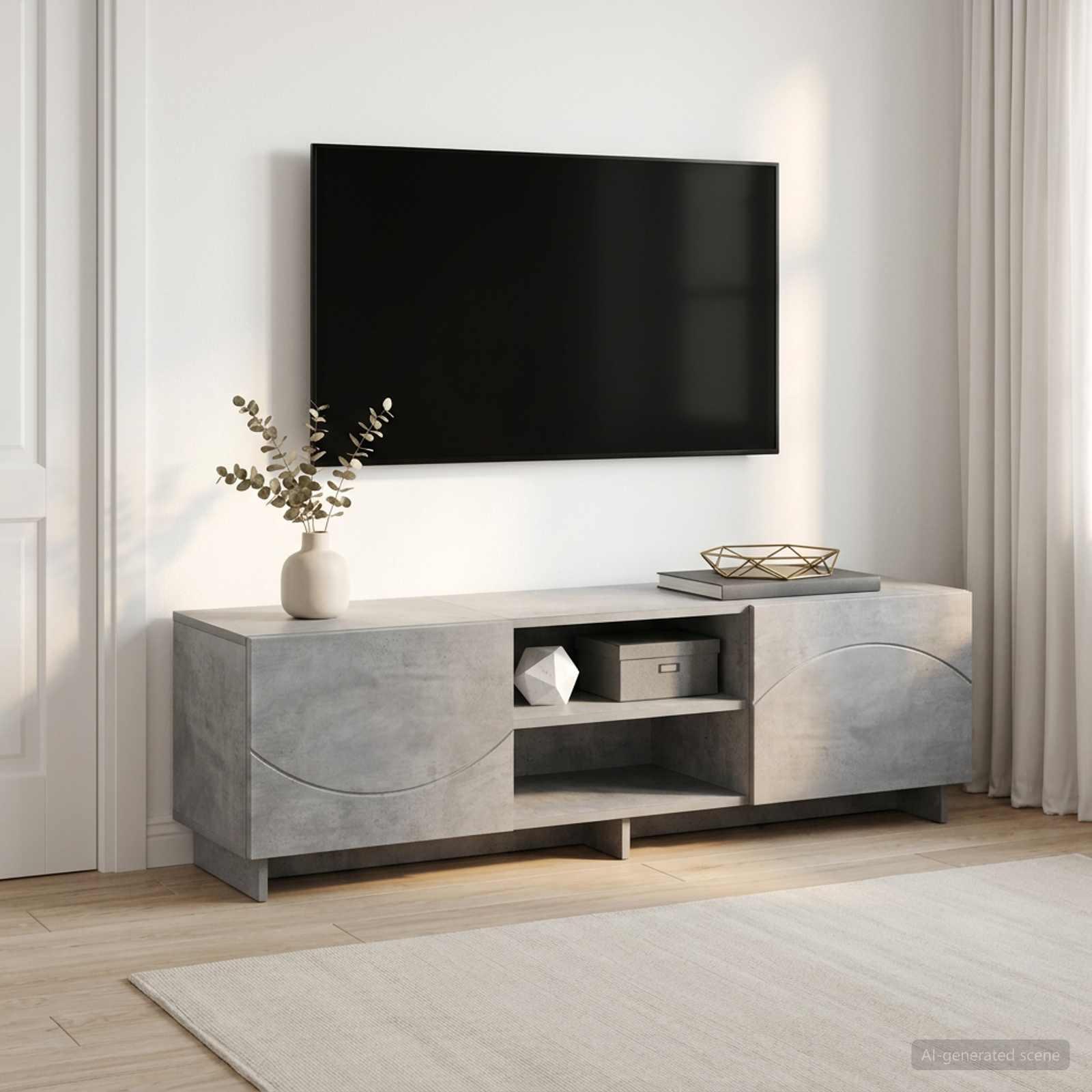 TV-bord 140 x 34,5 x 40 cm i betongrå konstrueret træ