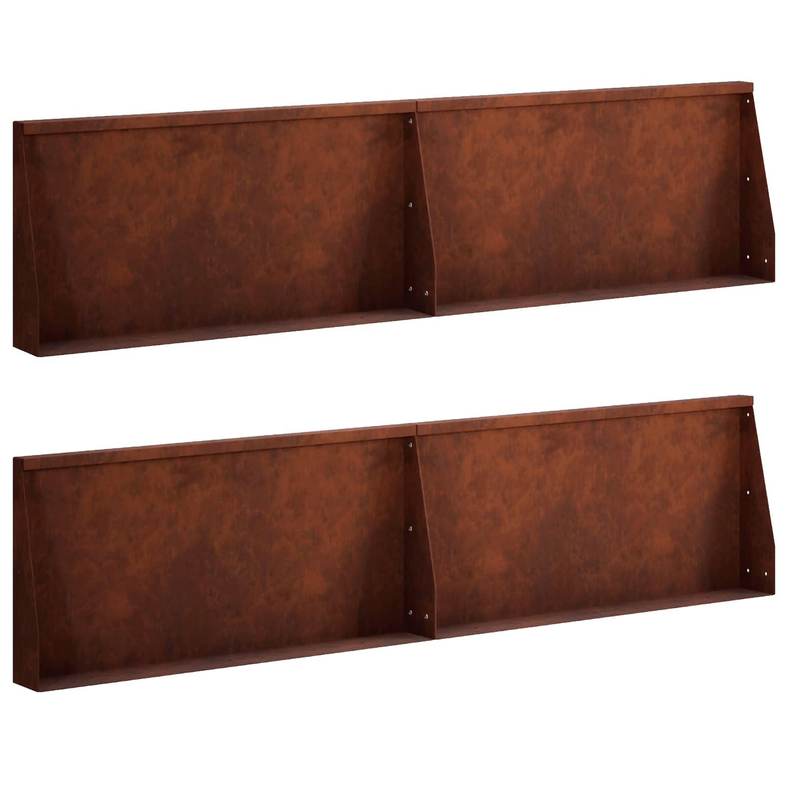 Støttemur 4 stk. 80 x 12 x 30 cm i cortenstål - rusten