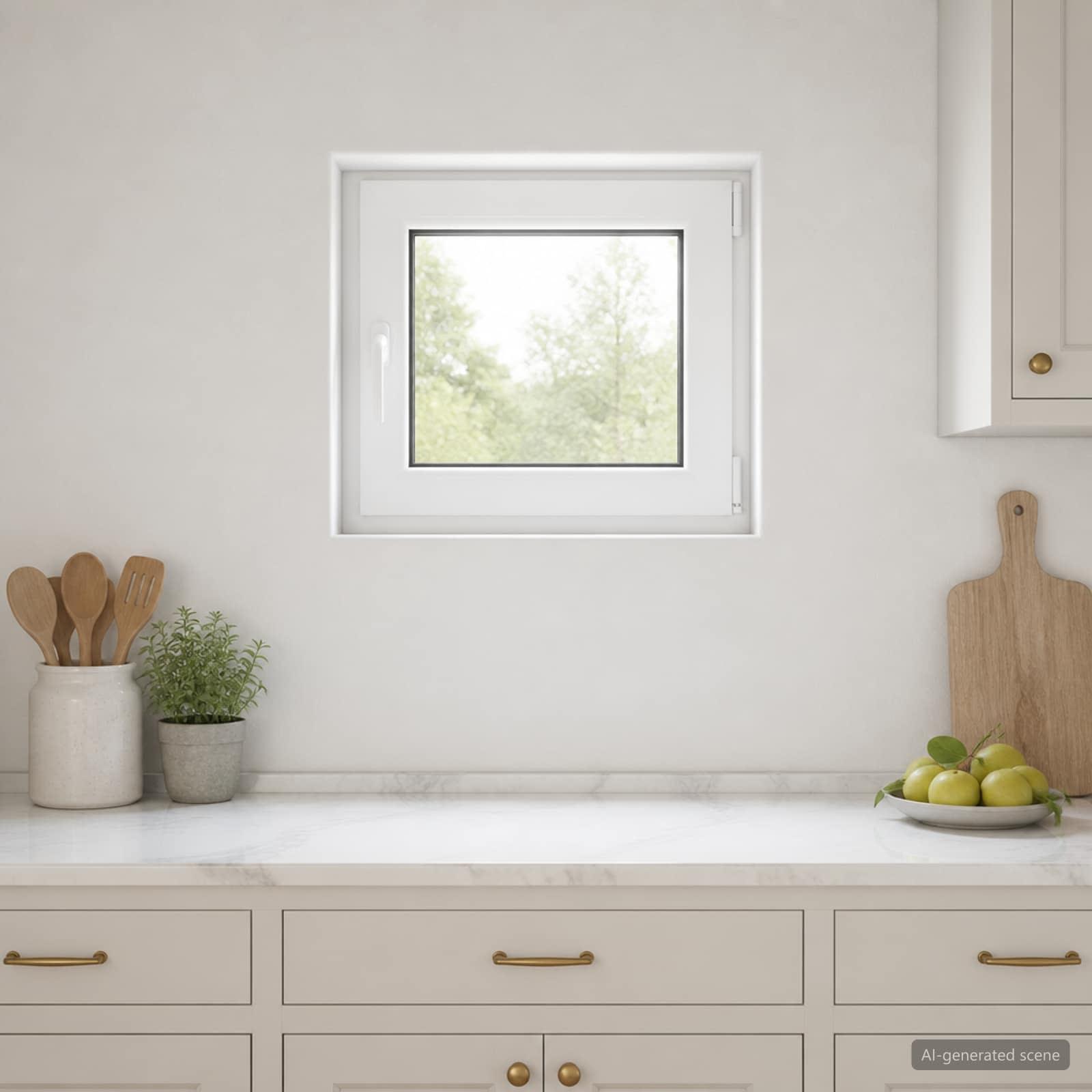 Kældervindue RISOR 60 x 55 cm i PVC og glas hvid