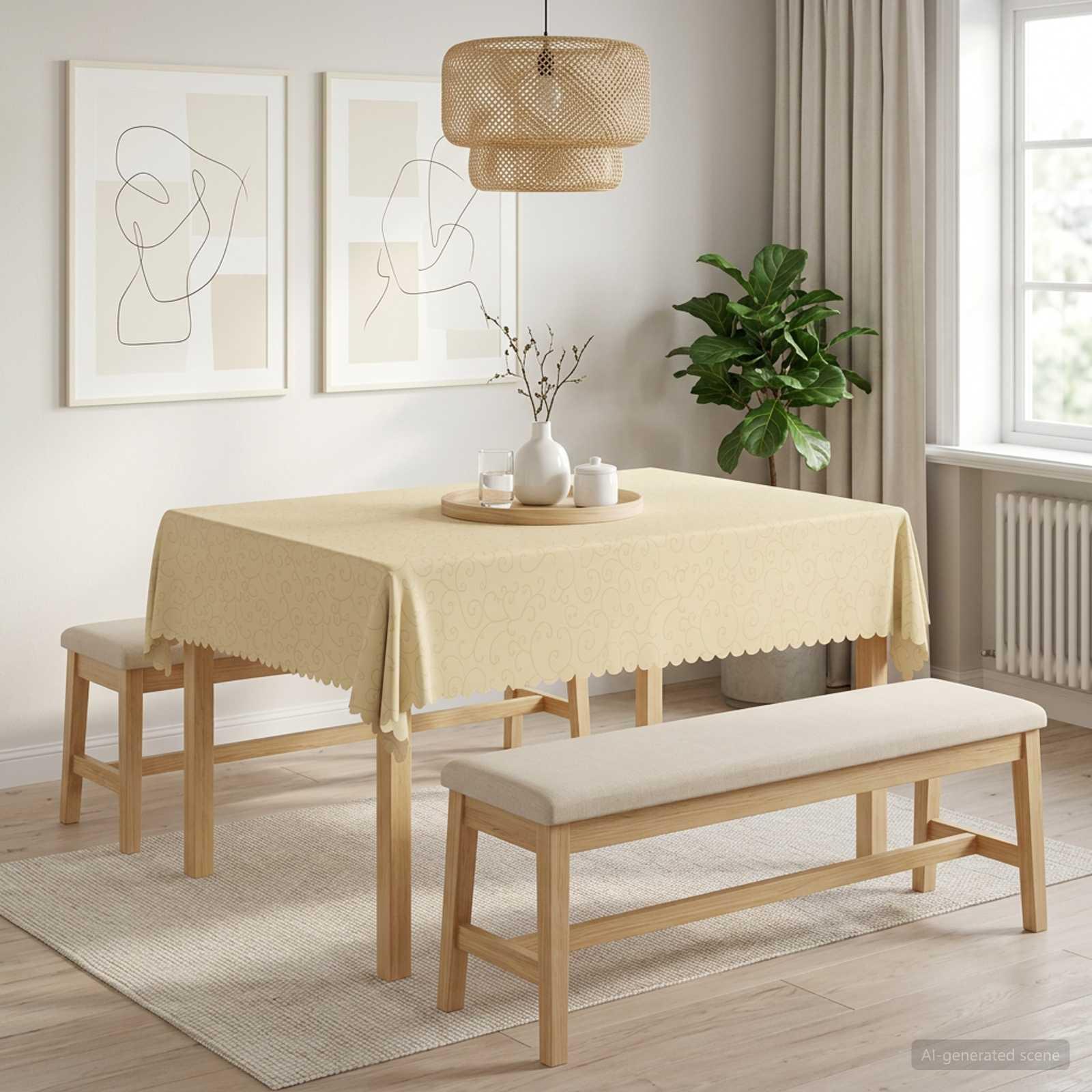 Bordklæde 5 stk. rektangulær cremehvid 140 x 160 cm