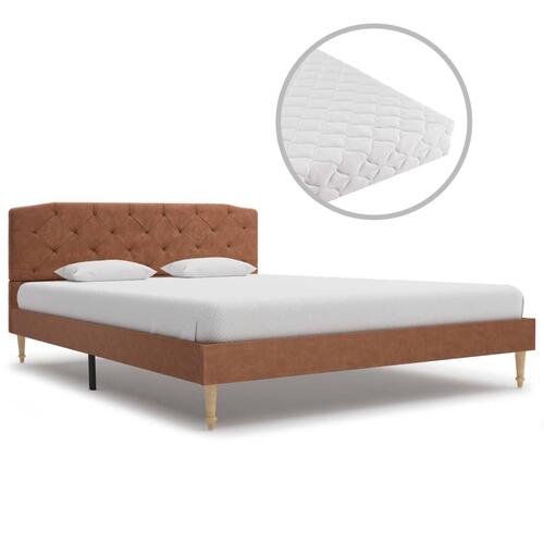 Seng med madras 140 x 200 cm stof brun