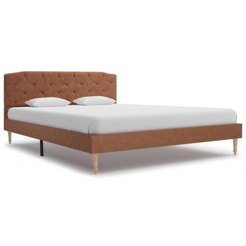 Seng med madras 140 x 200 cm stof brun