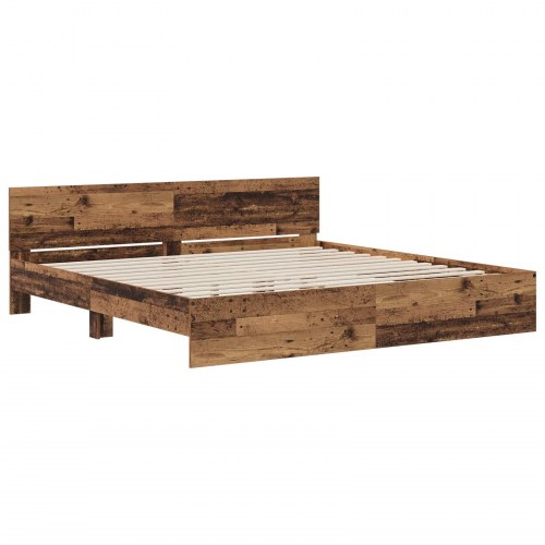 Sengestel med hovedgærde - gammelt træ 200 x 200 cm