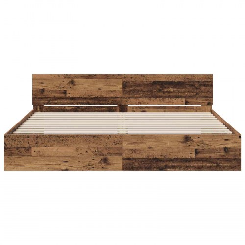 Sengestel med hovedgærde - gammelt træ 200 x 200 cm