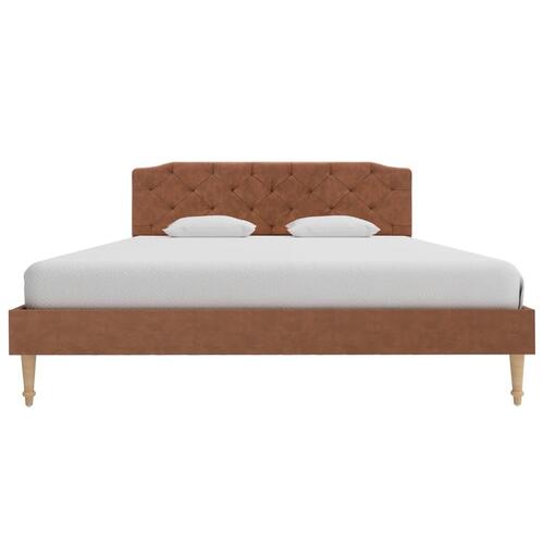 Seng med madras 140 x 200 cm stof brun