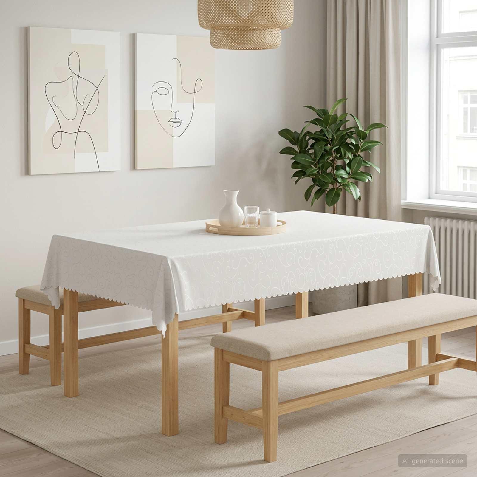 Bordklæde 5 stk. rektangulær hvid 110 x 180 cm