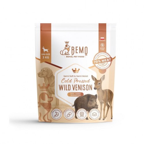 BEMO Cold Pressed Wild Venison tørfoder til hund 3 kg