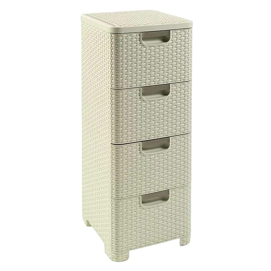 CURVER Rattan opbevaringsenhed med 4 skuffer 4 × 14 l - creme