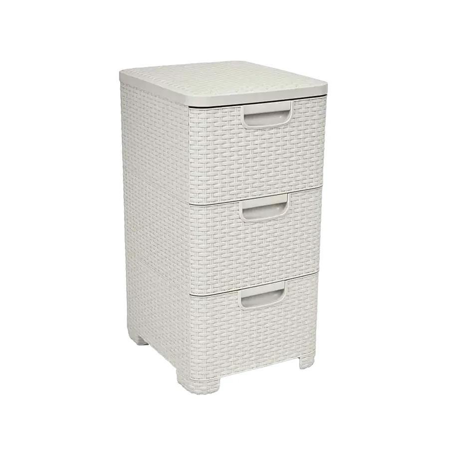 CURVER Rattan opbevaringsenhed med 3 skuffer 14 l - creme