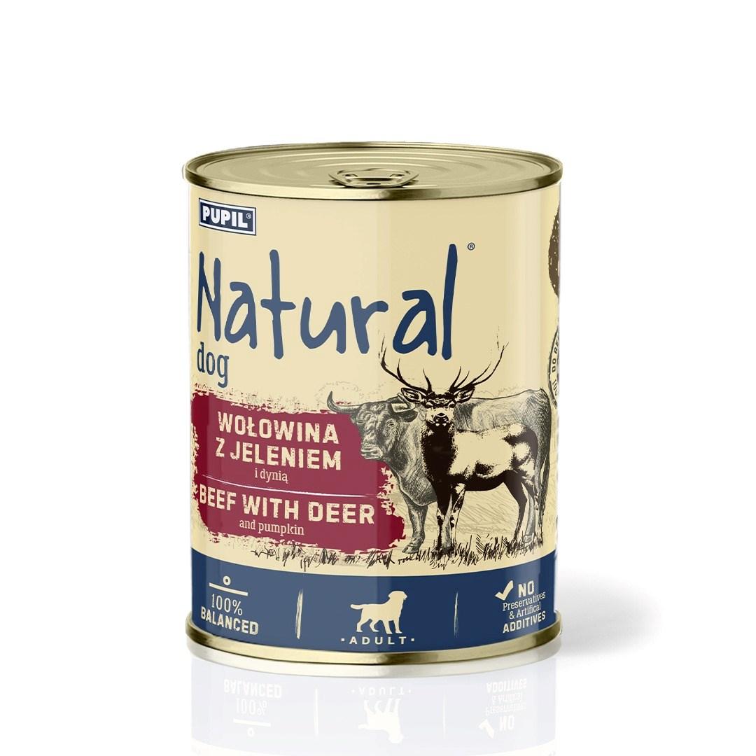 NATURAL oksekød med hjort og græskar vådfoder til hund 800 g
