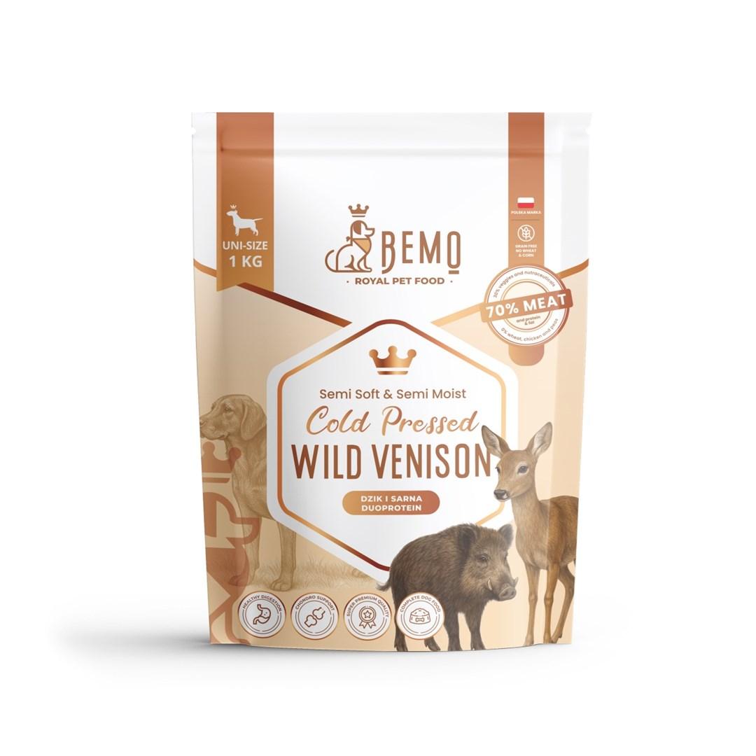 BEMO koldpresset hundefoder med vildt - tørfoder 1 kg