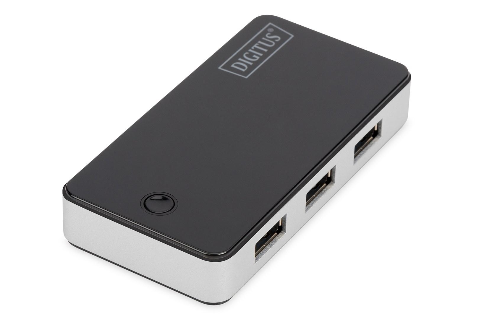 DIGITUS USB 3.0 hub med 4 porte, sort/sølv