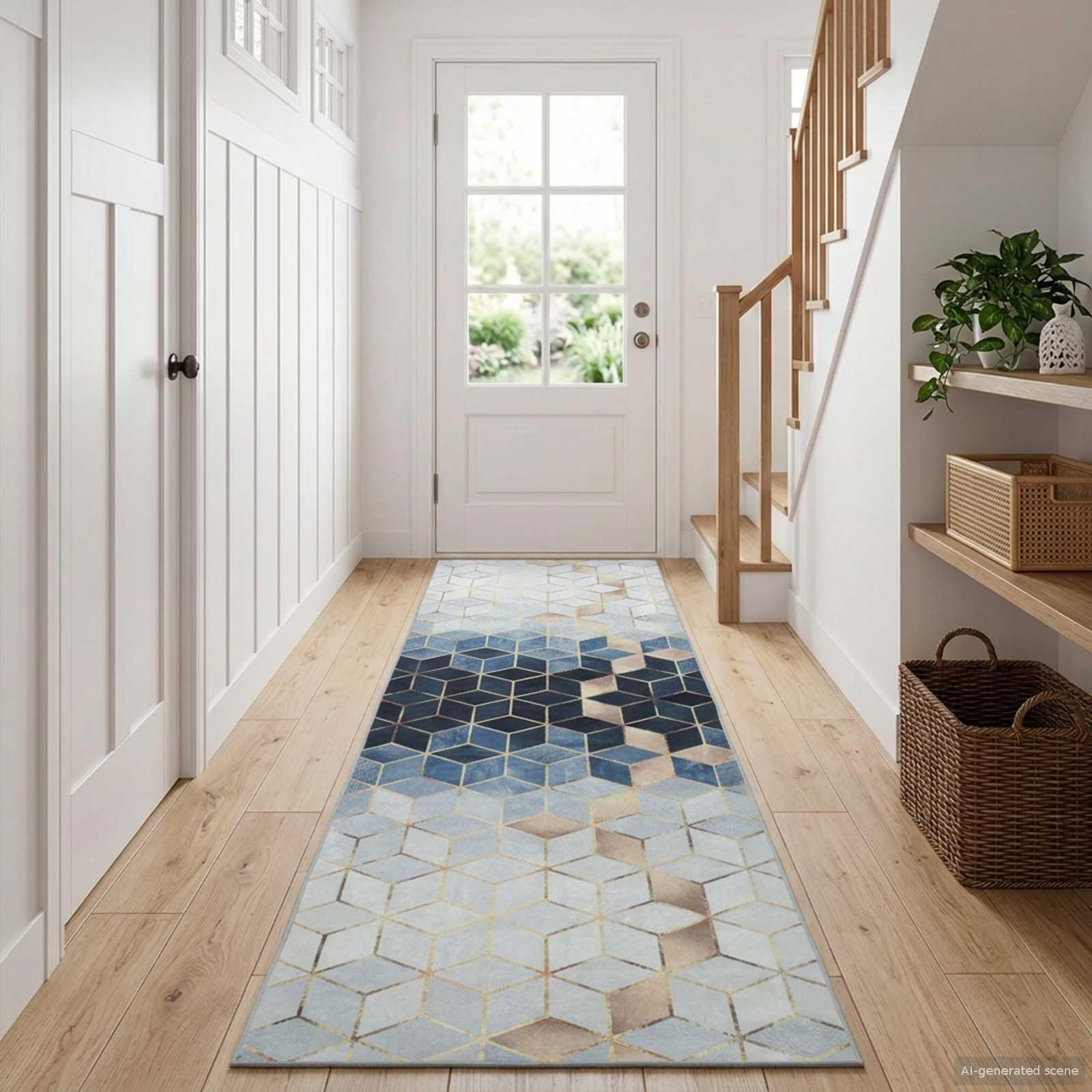 Tæppe runner LESAKA sølv 80 x 150 cm i diamantvelour