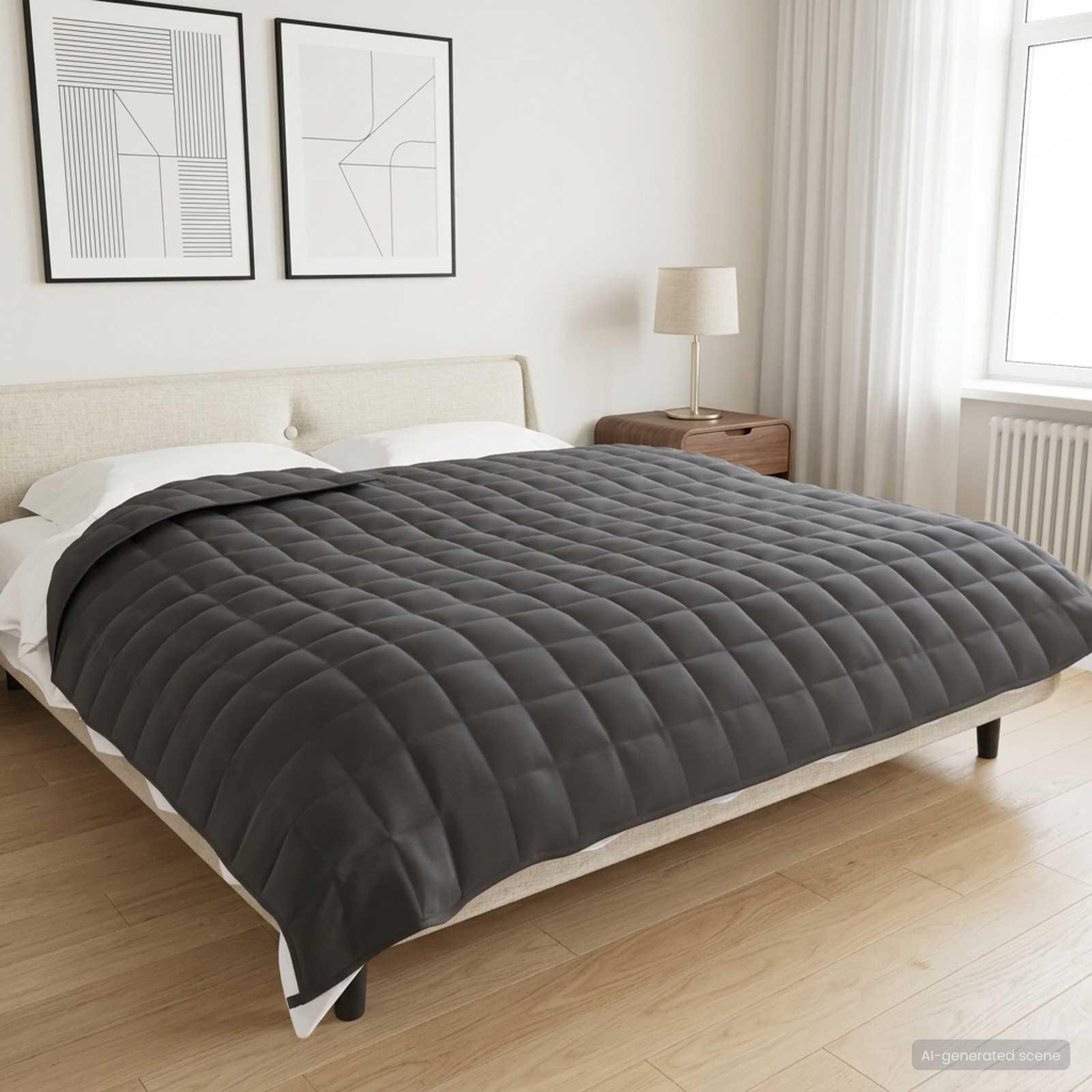 Vægtet tæppe antracit 200 x 220 cm 9 kg i 100% bomuld