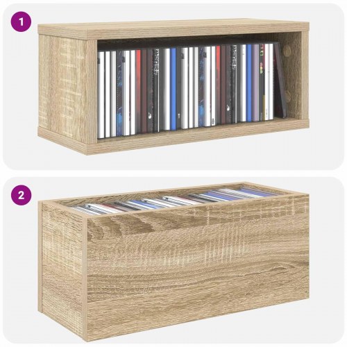 CD-opbevaringsrække 2 stk. - Sonoma-eg 40 x 17 x 17 cm
