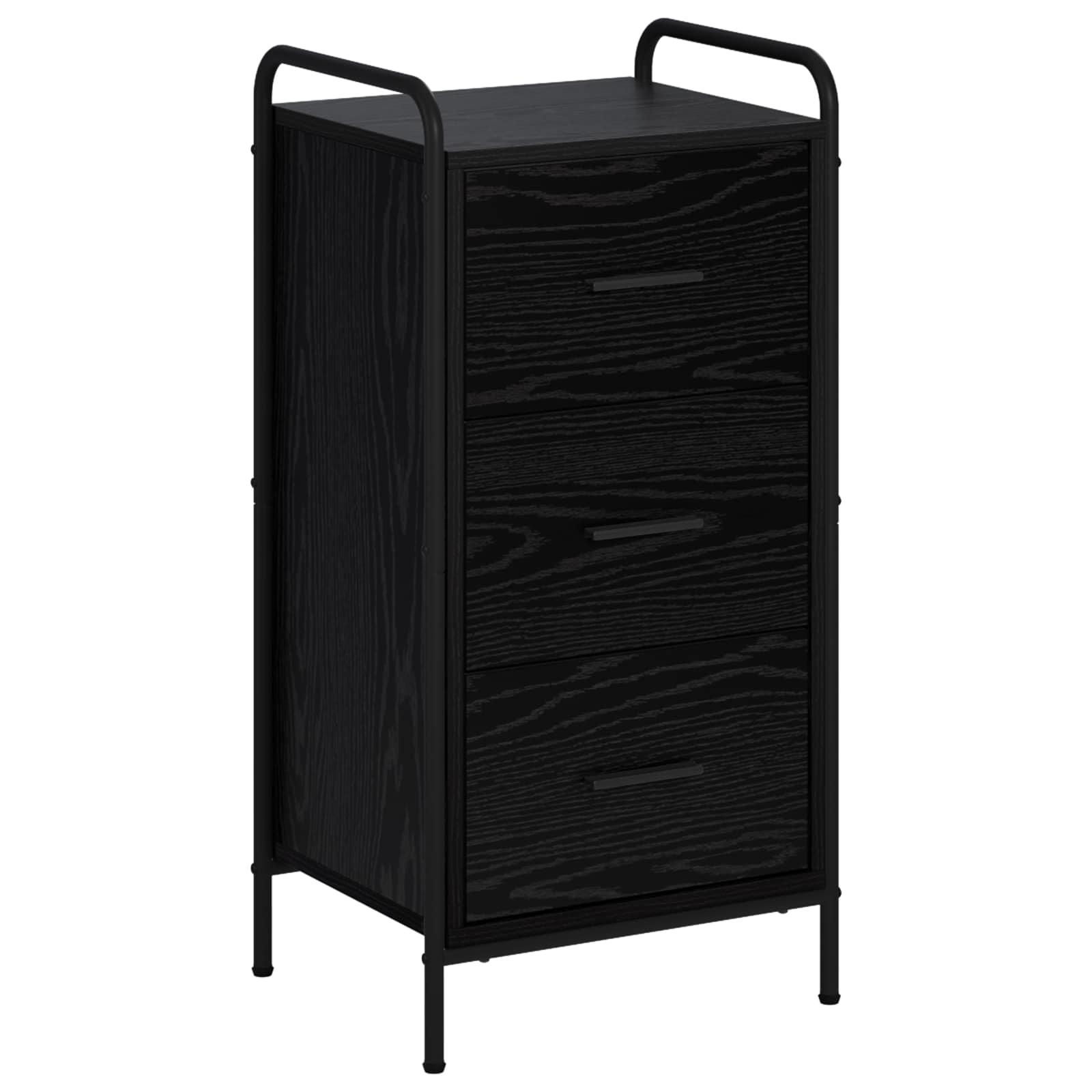 Sidebord i sort eg 97 x 33 x 81 cm - skænk med 3 skuffer
