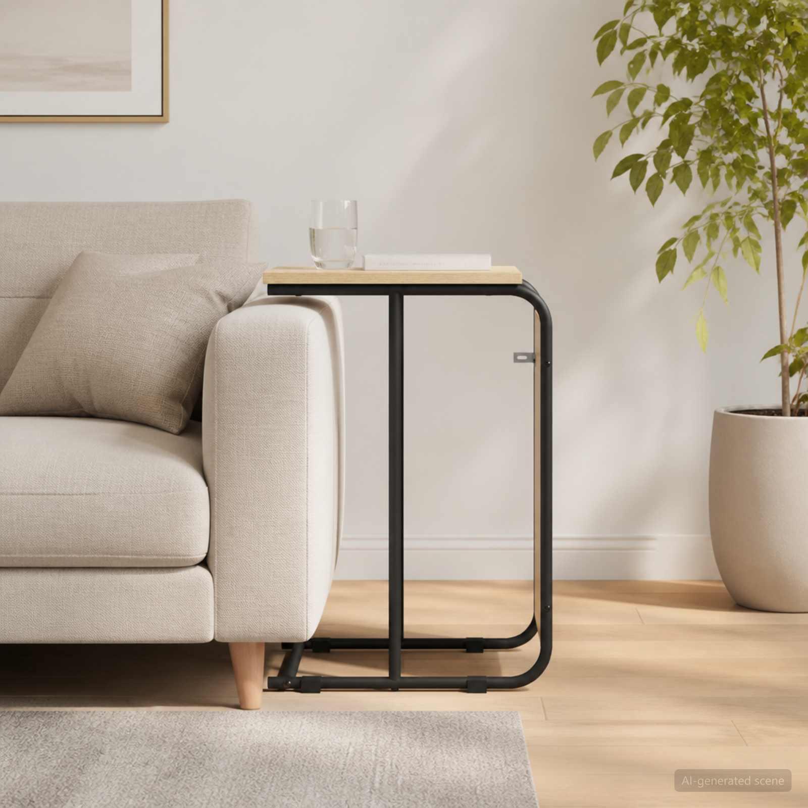 Sidebord i sonoma-eg 40 x 31 x 55 cm med stålramme
