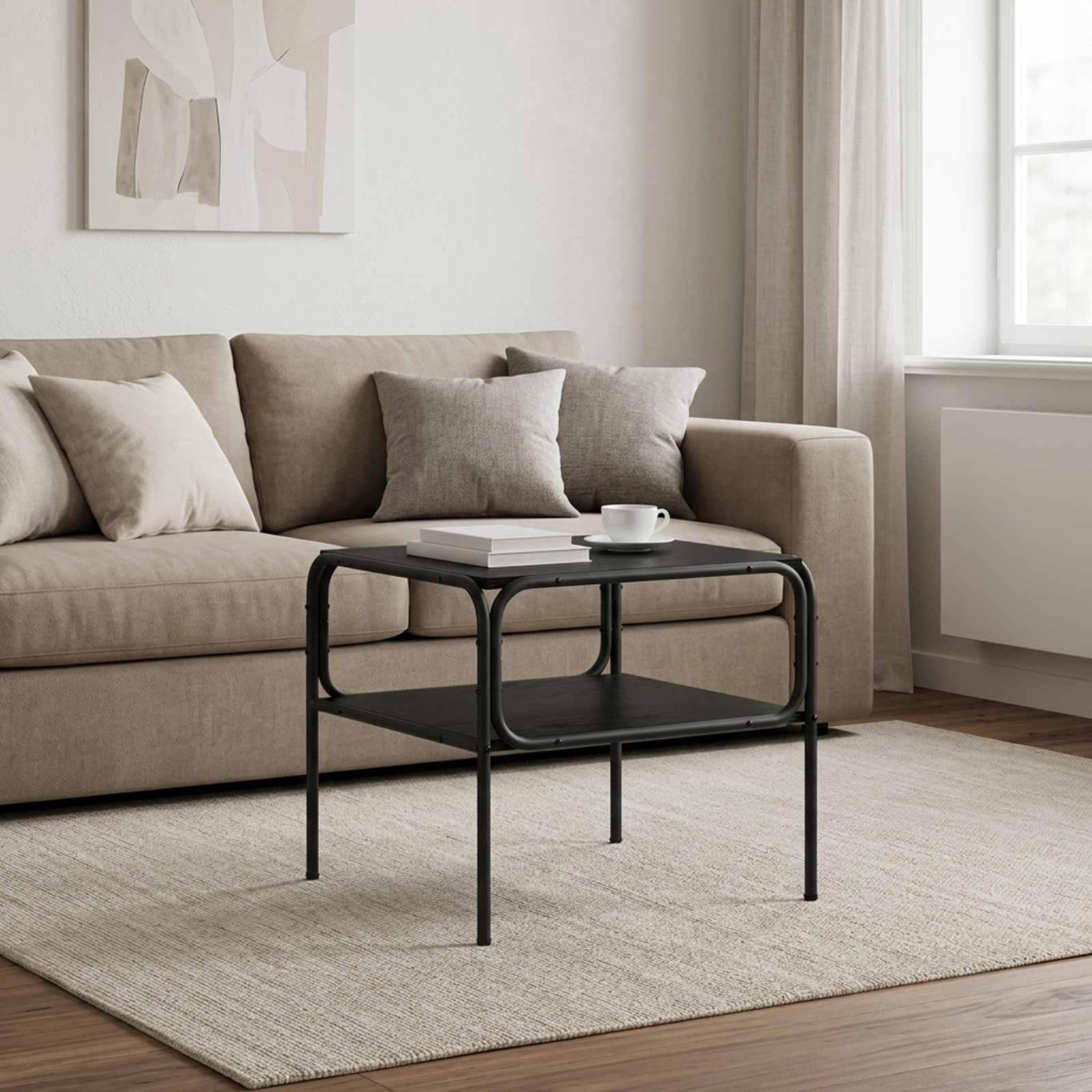 Sidebord i sort eg med hylde 51 x 50 x 45 cm