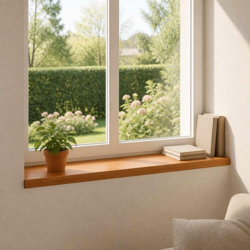 Vindueskarme 2 stk. brun 80 x 25 x 2 cm i massivt egetræ