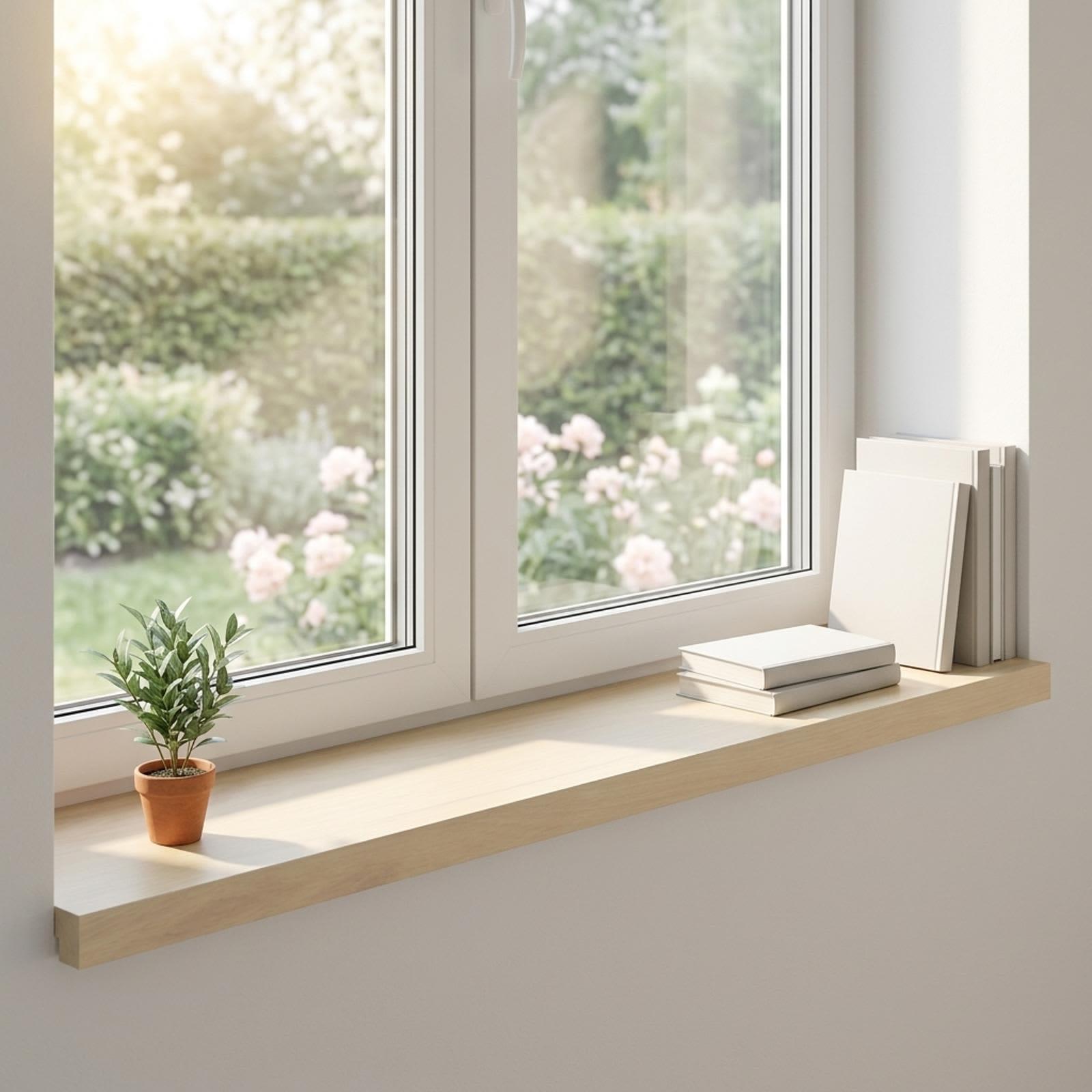 Vindueskarme 2 stk. hvid 100 x 30 x 2 cm i massivt egetræ