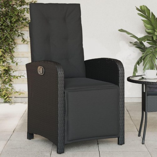 Havestole 2 stk. med lænefunktion og fodstøtte - polyrattan, sort (OUTLET B)