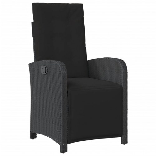 Havestole 2 stk. med lænefunktion og fodstøtte - polyrattan, sort (OUTLET B)