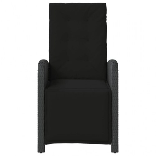 Havestole 2 stk. med lænefunktion og fodstøtte - polyrattan, sort (OUTLET B)