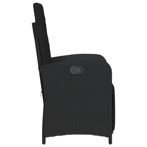 Havestole 2 stk. med lænefunktion og fodstøtte - polyrattan, sort (OUTLET B)