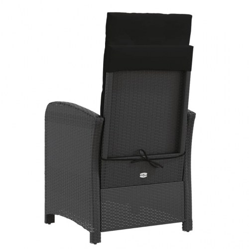 Havestole 2 stk. med lænefunktion og fodstøtte - polyrattan, sort (OUTLET B)