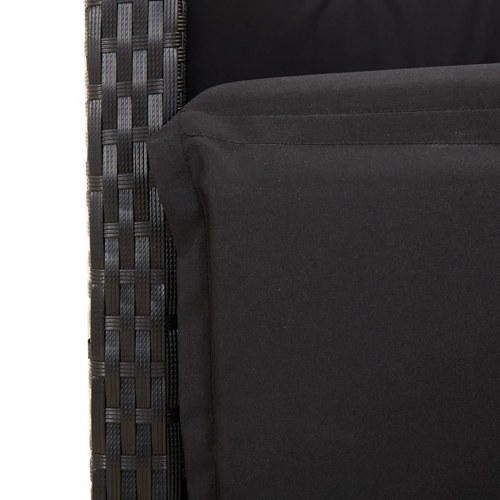 Havestole 2 stk. med lænefunktion og fodstøtte - polyrattan, sort (OUTLET B)