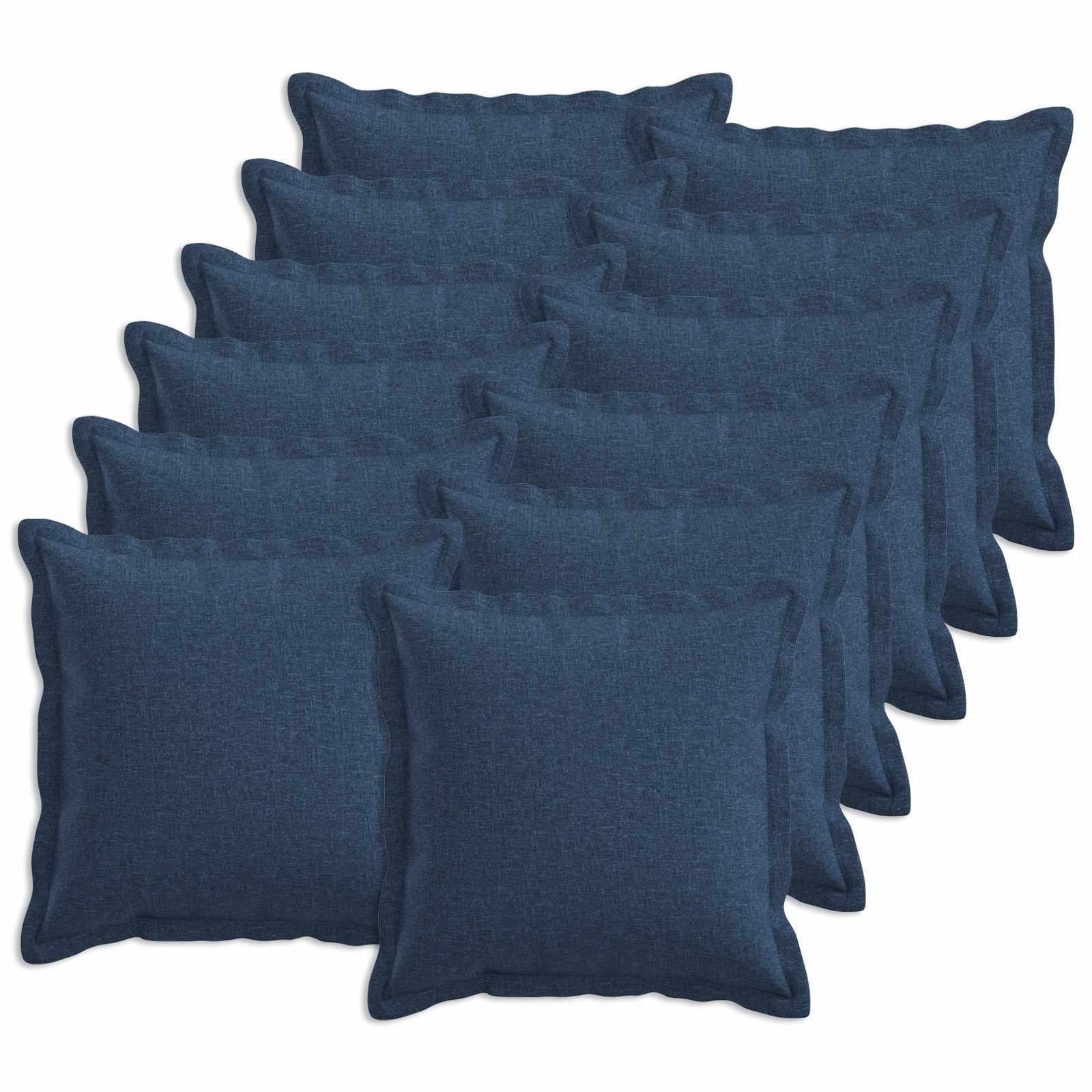 Pyntepuder med pude HOUTEN 12 stk. 45 x 45 cm blå faux linned
