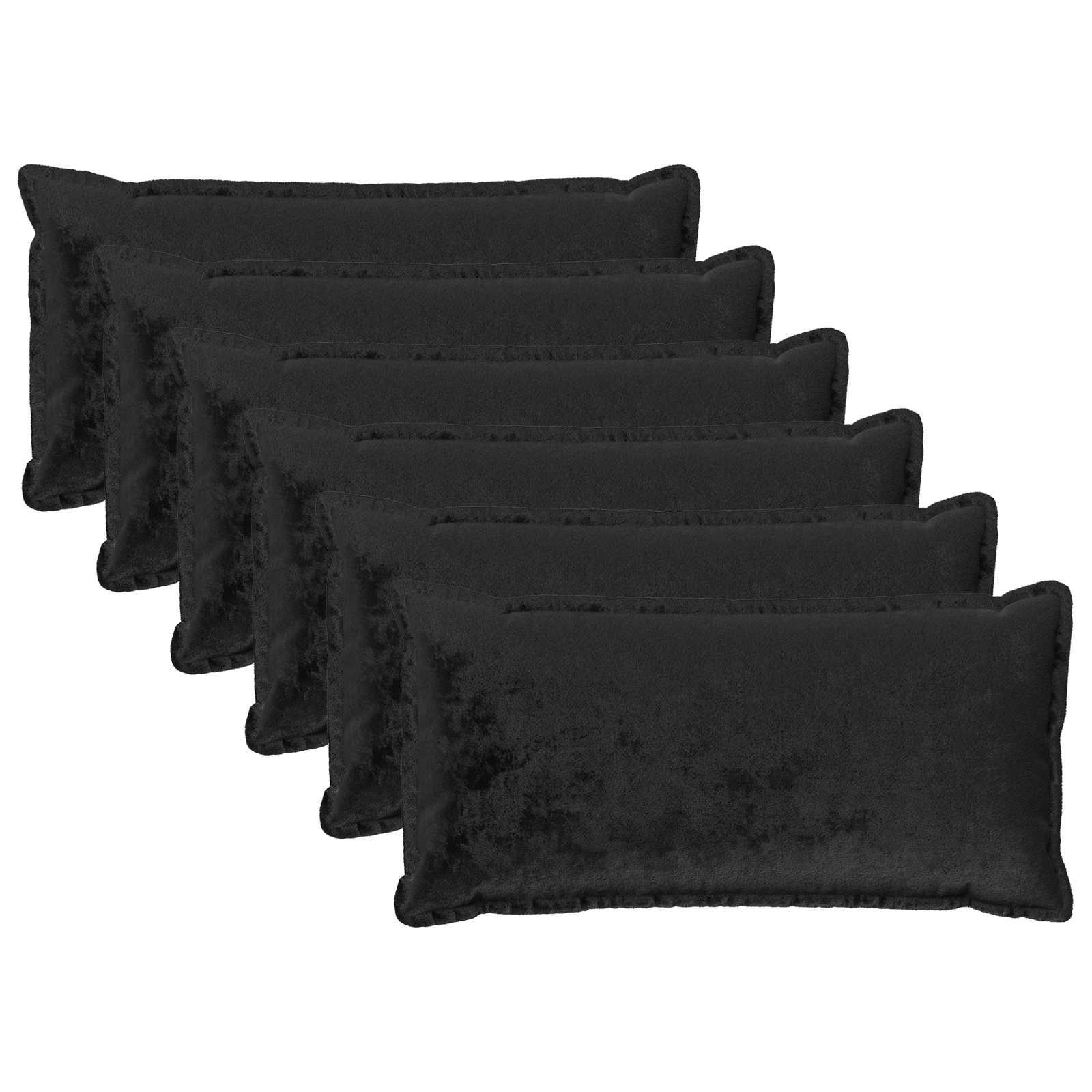 vidaXL Pudebetræk 6 stk. HOUTEN Sort 40 x 80 cm Flannel