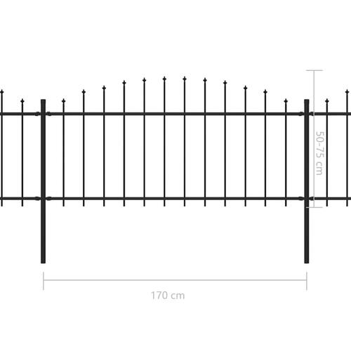 Havehegn med spydtop (0,5-0,75) x 3,4 m sort stål
