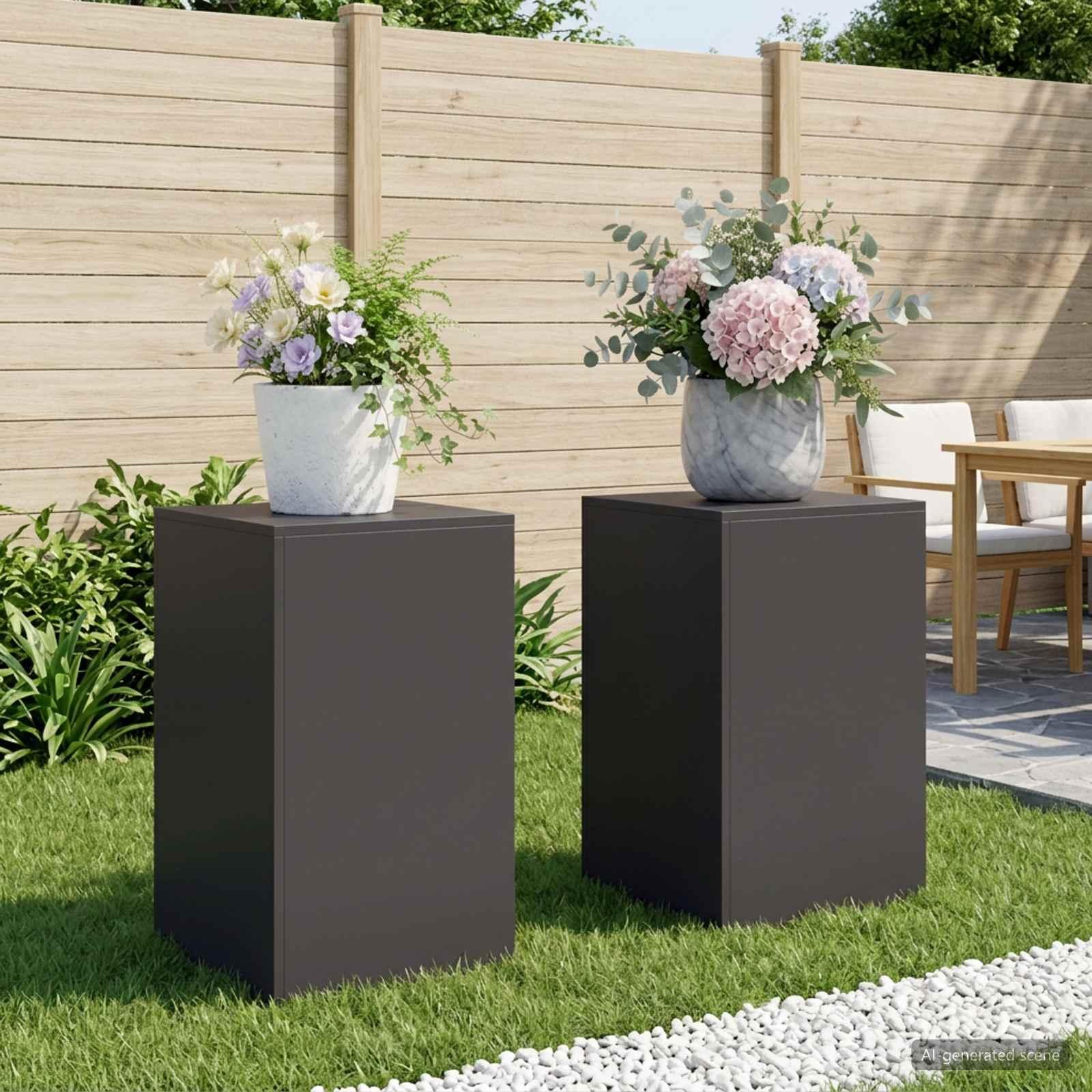 vidaXL Planteholder 2 pcs Sort 40 x 40 x 60 cm Stål