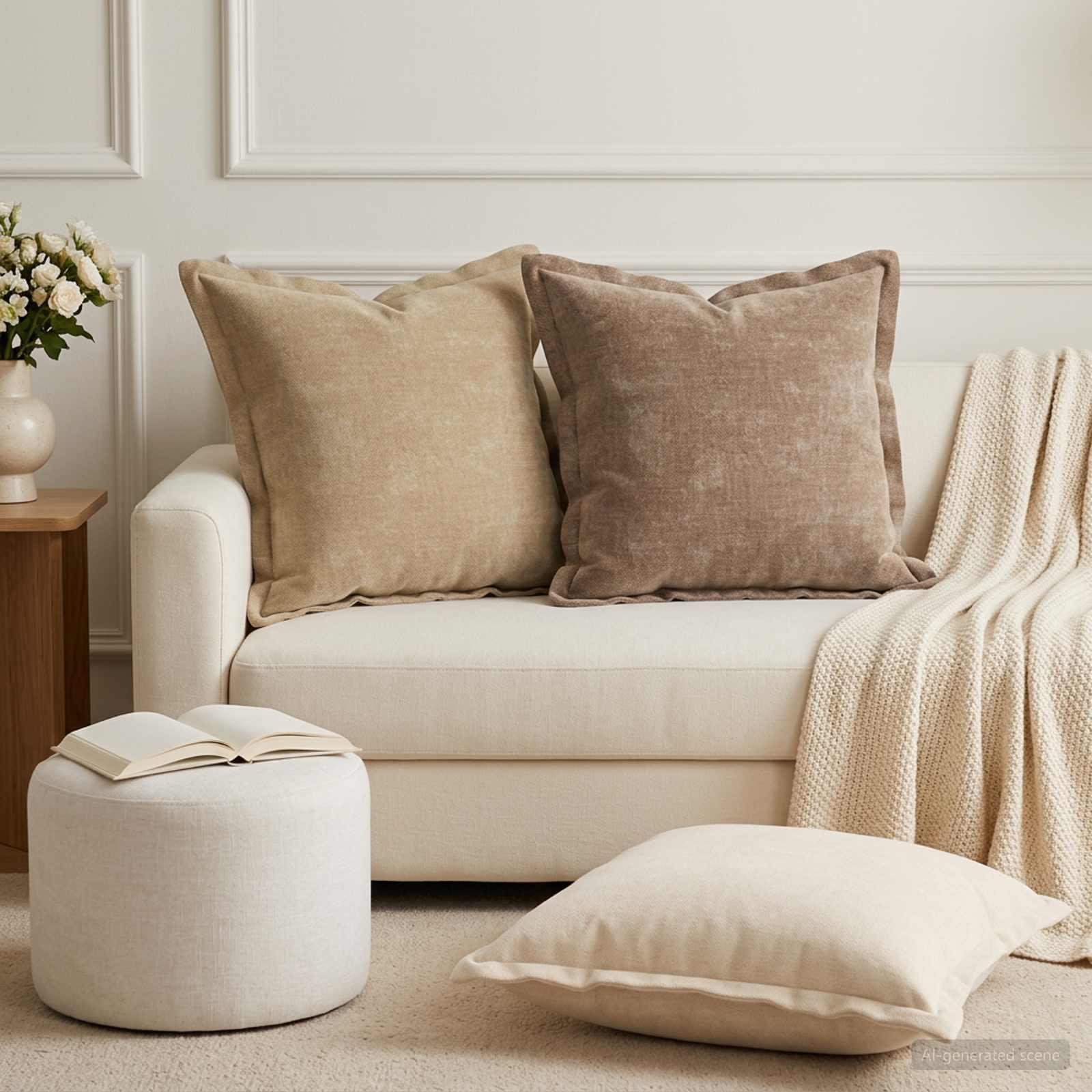 vidaXL Pudebetræk 2 stk. HOUTEN Gråbrun 50 x 50 cm Chenille Stof