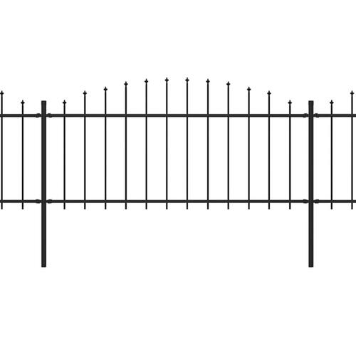 Havehegn med spydtop (0,5-0,75) x 6,8 m sort stål