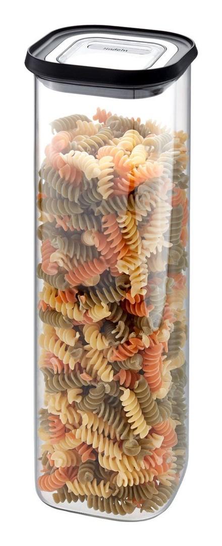 GEFU PANTRY, Container, Rektangulær, 2,5 L, Sort, Transparent, Borosilikatglas, Plast, Silikone, Rustfrit stål, 110 mm