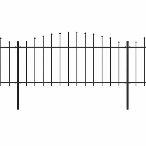 Havehegn med spydtop (0,5-0,75) x 10,2 m sort stål