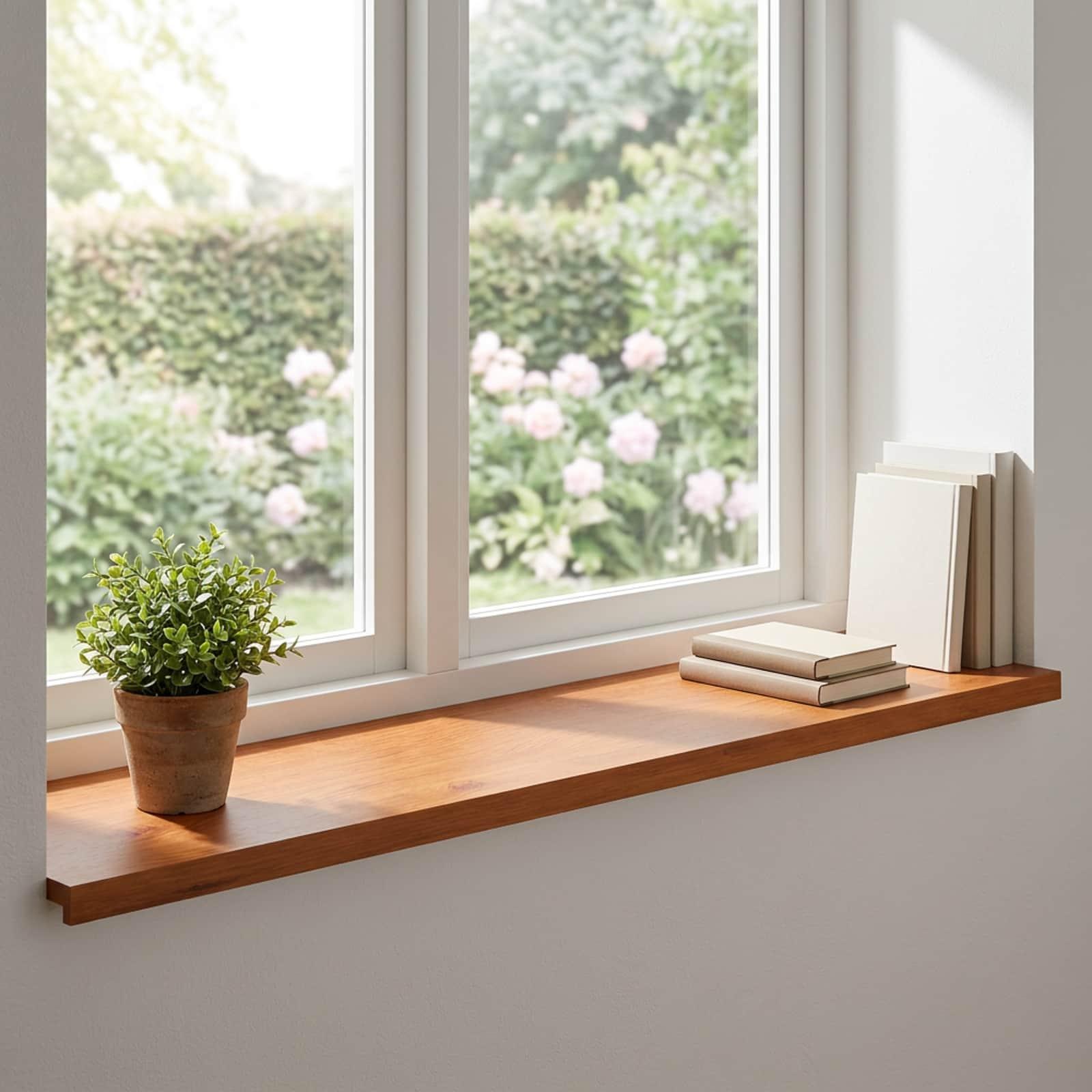 Vindueskarme 2 stk. brun 120 x 40 x 2 cm i massivt egetræ