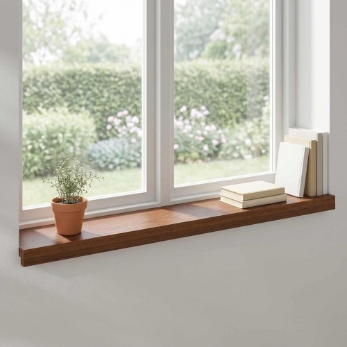 Vindueskarme 2 stk. i mørk brun massivt egetræ - 100 x 20 x 2 cm til indendørs vinduesområde