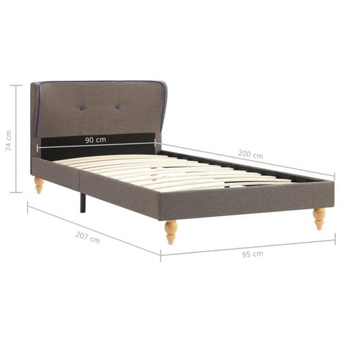 Seng med madras 90 x 200 cm stof gråbrun
