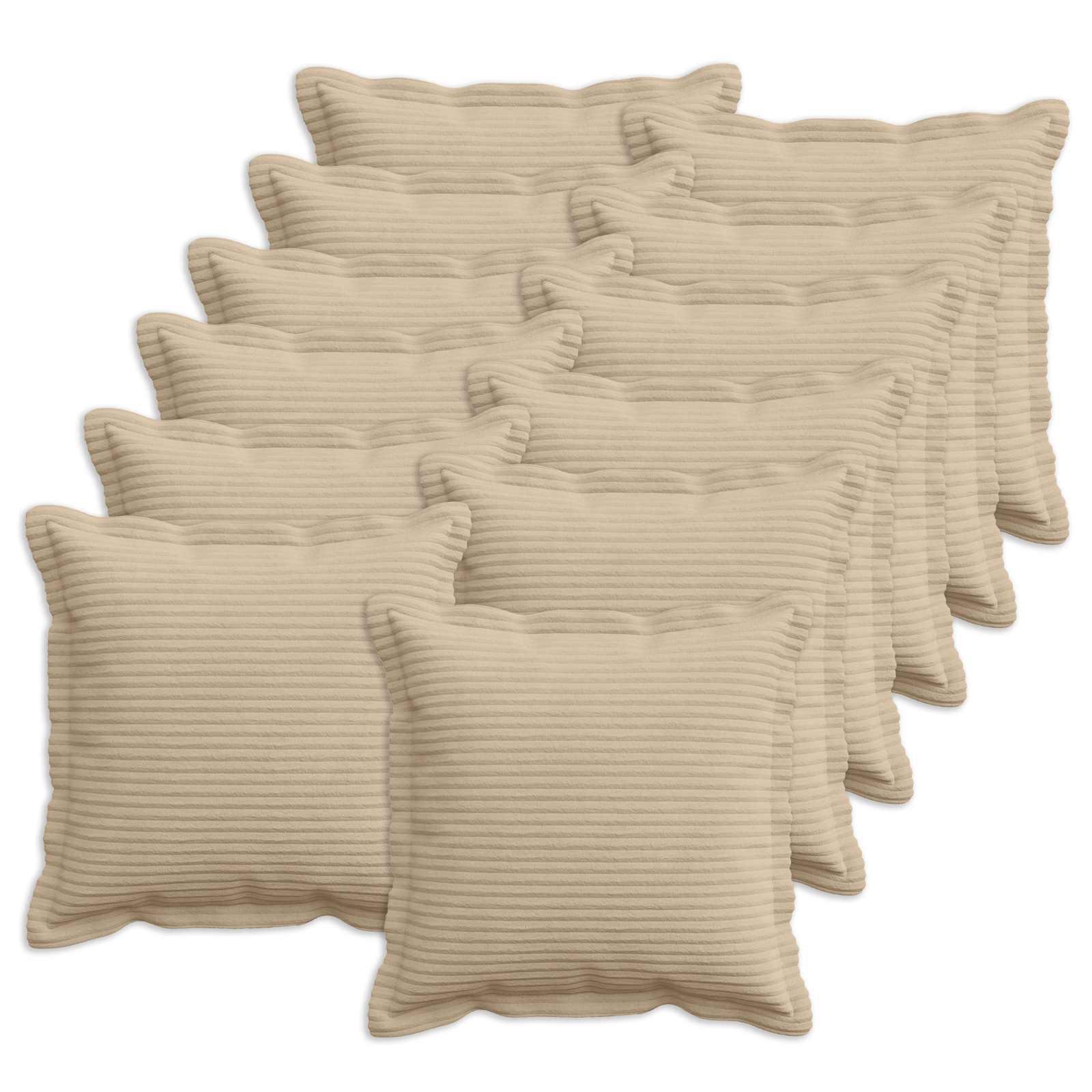 Pudebetræk HOUTEN 12 stk. 45 x 45 cm i gråbrun cordfløjl med lynlås