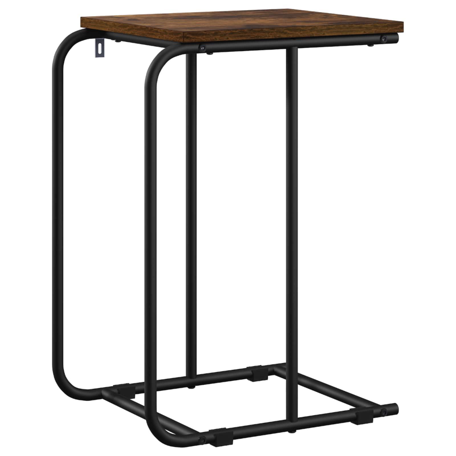 Sidebord i røget eg 40 x 31 x 55 cm - smalt sofabord i konstrueret træ og galvaniseret stål