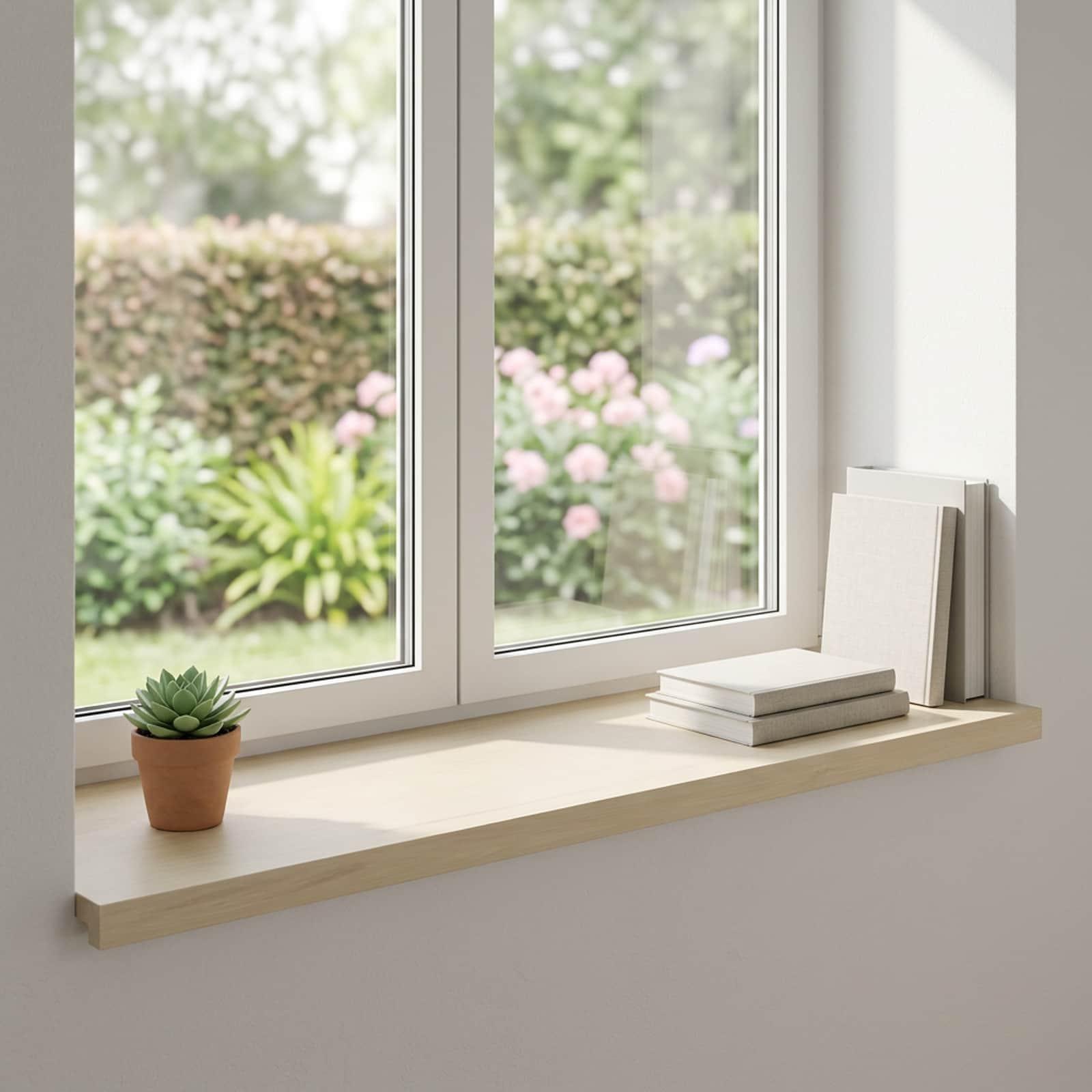Vindueskarme 2 stk. i hvid massivt egetræ 100 x 40 x 2 cm til indendørs brug