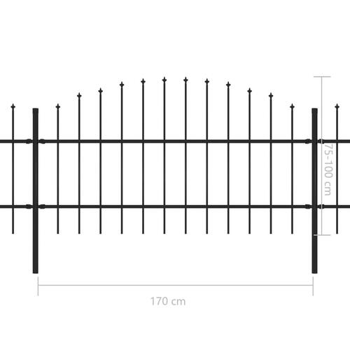 Havehegn med spydtop (0,75-1) x 3,4 m sort stål