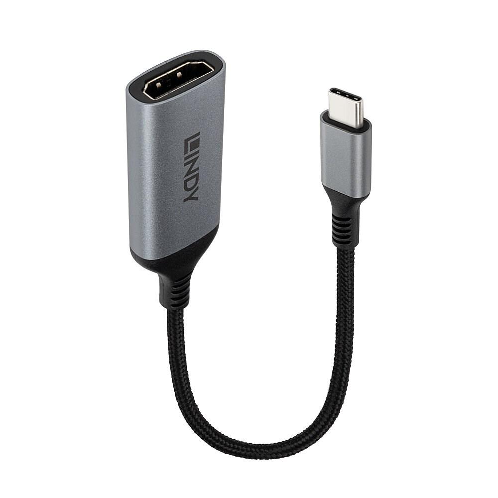 LINDY USB-C til HDMI 2.1 videoadapterkabel 0,15 m 8K 240 Hz - grå